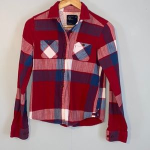Women’s Red, White & Blue American Eagle Plaid Flannel